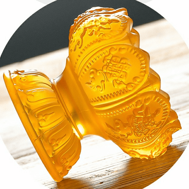 琉璃蓮花燭台-琥珀色 黃