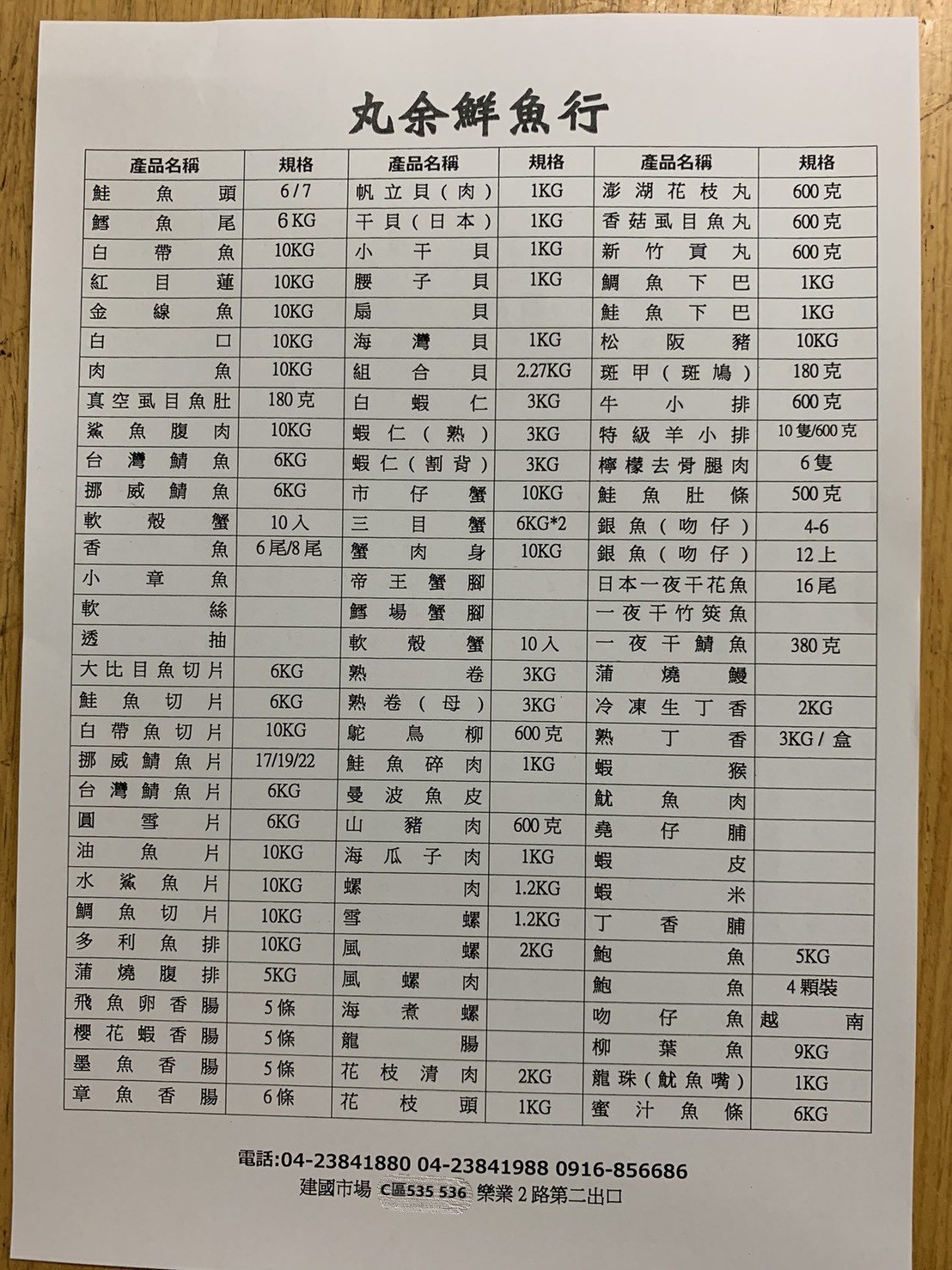 丸余鮮魚行產品